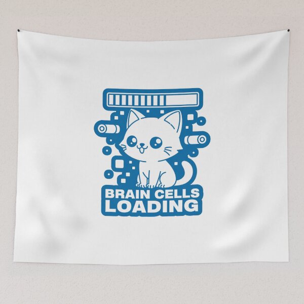 Item preview, Brain Cells Loading Funny Kawaii Cat designed and sold by IslandTyped.