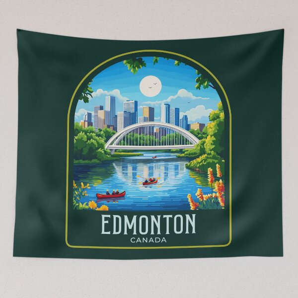 Item preview, Edmonton Vintage Travel Illustration designed and sold by HomeLivingCo.