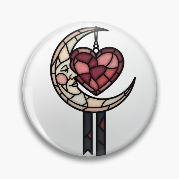 Item preview, Stained Glass Heart Moon designed and sold by IllumeInk.