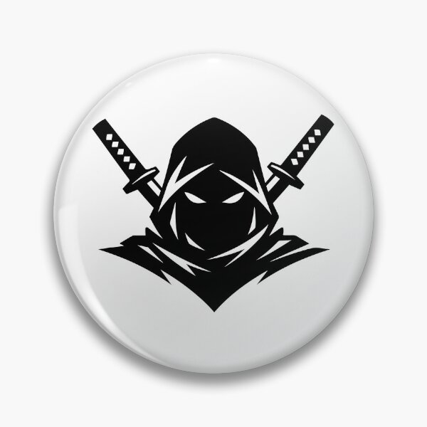 Item preview, Mysterious Hooded Figure with white Eyes Minimalist Assassin Logo and Anime Style Vector Icon Emblem with Crossed Swords Silhouette	 designed and sold by AtonuHaque.