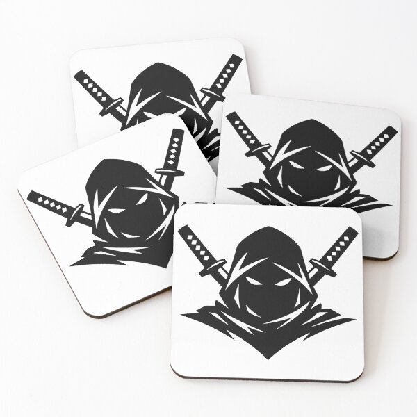 Item preview, Mysterious Hooded Figure with white Eyes Minimalist Assassin Logo and Anime Style Vector Icon Emblem with Crossed Swords Silhouette	 designed and sold by AtonuHaque.