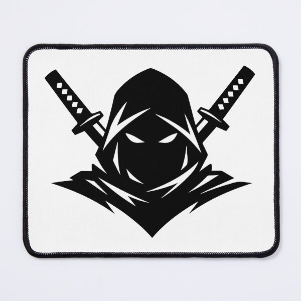 Item preview, Mysterious Hooded Figure with white Eyes Minimalist Assassin Logo and Anime Style Vector Icon Emblem with Crossed Swords Silhouette designed and sold by AtonuHaque.
