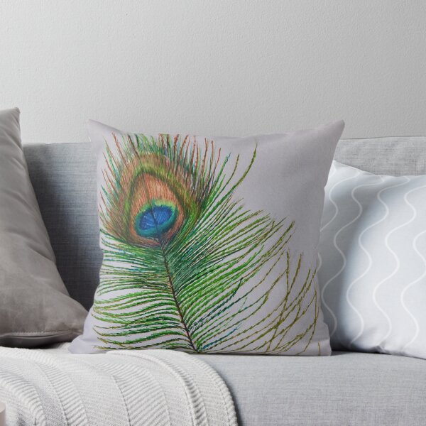 Item preview, Peacock Feather drawing in coloured pencil designed and sold by earthandsand.