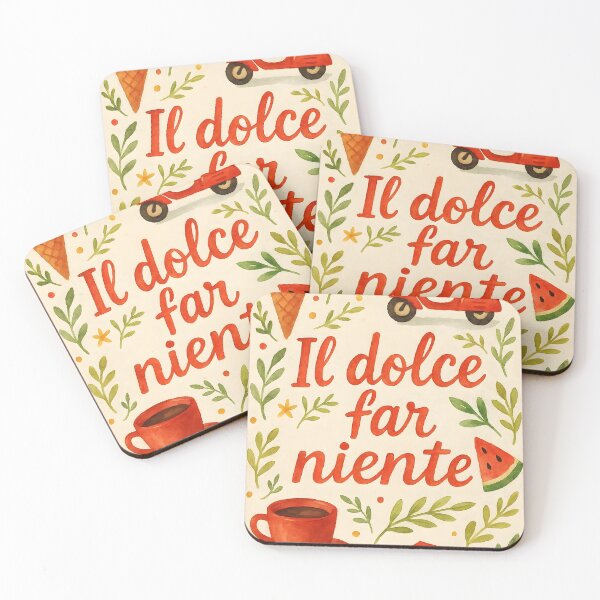 Item preview, Il Dolce Far Niente – Watercolor Summer with Gelato Scooter Coffee and Melons designed and sold by EmeraldeaArt.