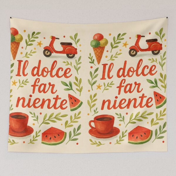 Item preview, Il Dolce Far Niente – Watercolor Summer with Gelato Scooter Coffee and Melons designed and sold by EmeraldeaArt.