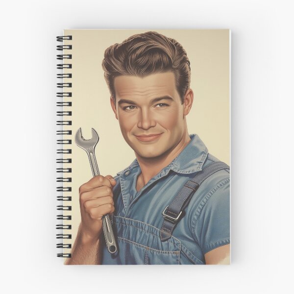 Item preview, Retro Mechanic Male Pin-Up | Vintage Handyman Americana Art designed and sold by MissSaylor.