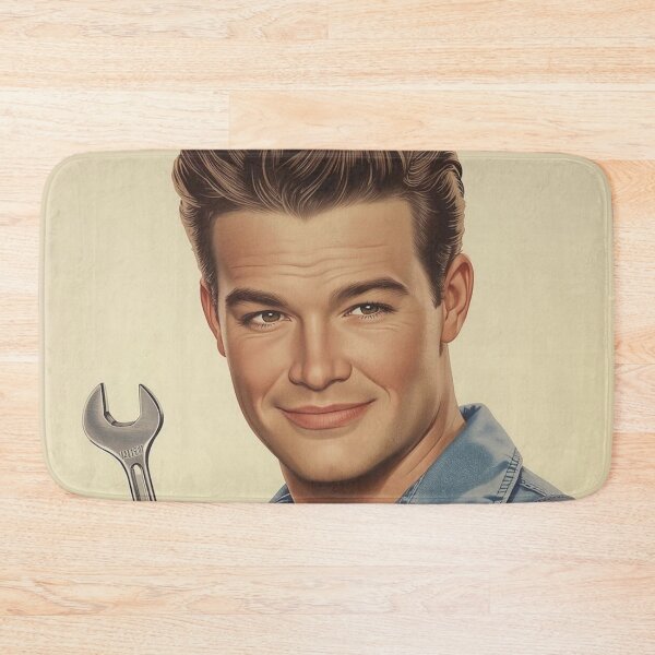 Item preview, Retro Mechanic Male Pin-Up | Vintage Handyman Americana Art designed and sold by MissSaylor.