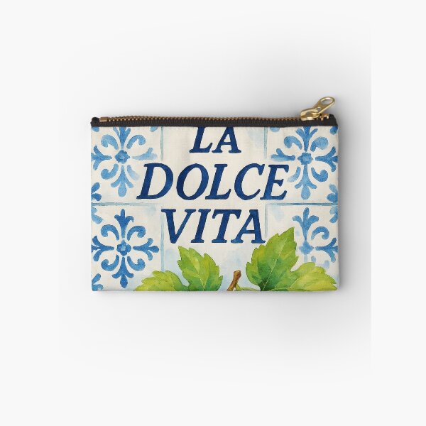 Item preview, La Dolce Vita – Italian Blue Tiles with Purple Grapes Watercolor Design designed and sold by EmeraldeaArt.