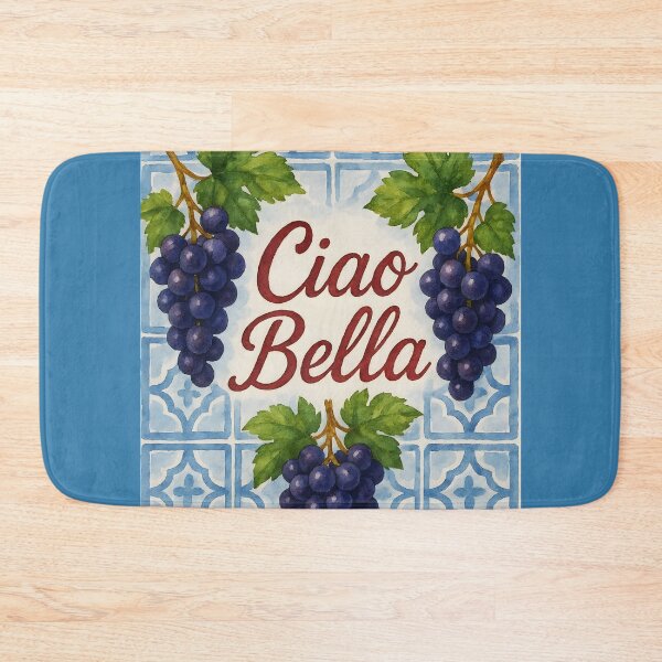 Item preview, Ciao Bella – Watercolor Grapes on Blue Italian Tiles designed and sold by EmeraldeaArt.