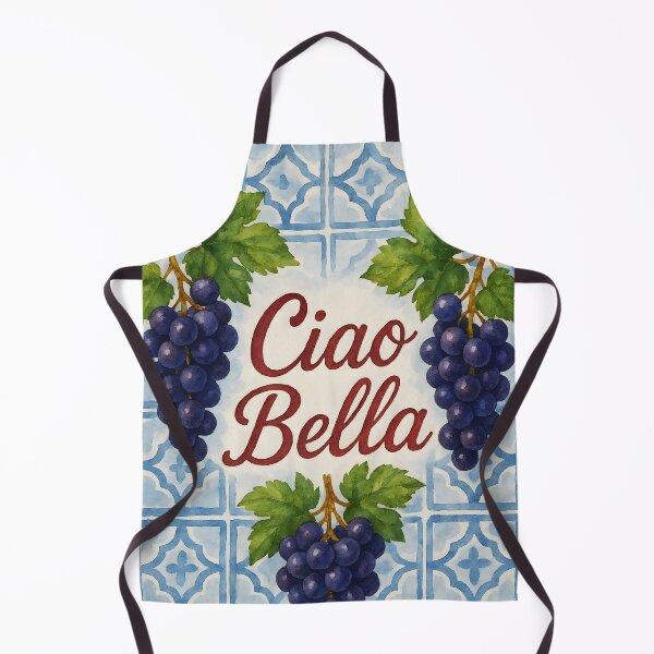 Item preview, Ciao Bella – Watercolor Grapes on Blue Italian Tiles designed and sold by EmeraldeaArt.