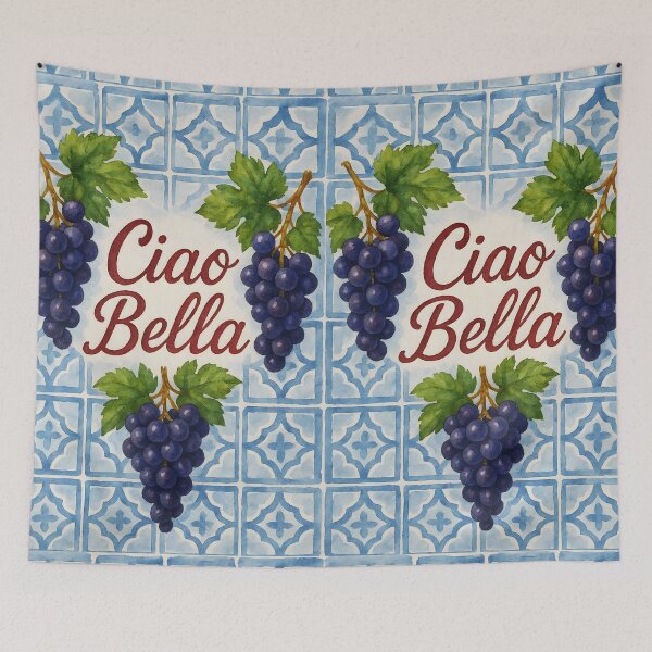 Item preview, Ciao Bella – Watercolor Grapes on Blue Italian Tiles designed and sold by EmeraldeaArt.