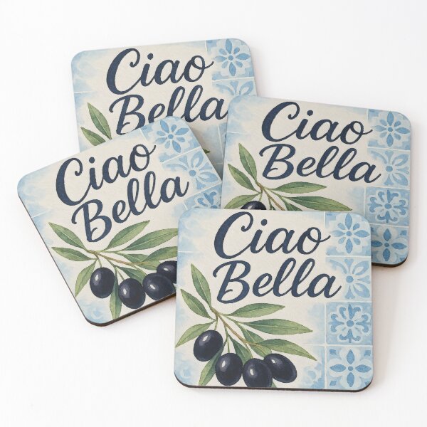 Item preview, Ciao Bella – Watercolor Black Olives on Blue Italian Tiles designed and sold by EmeraldeaArt.
