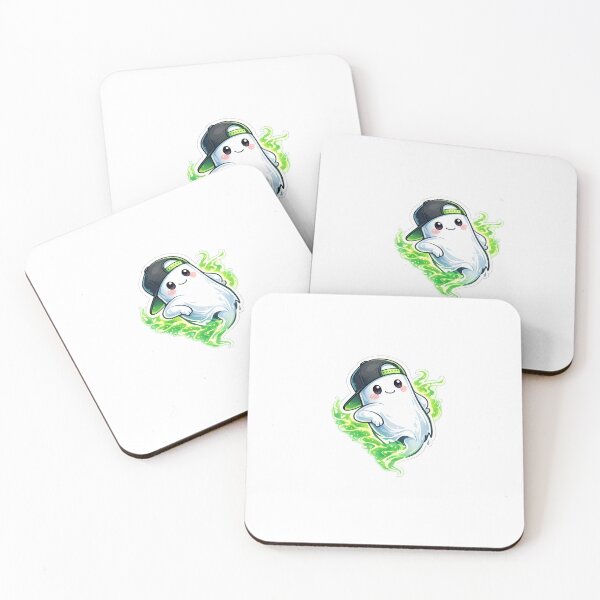 Item preview, Kawaii Ghost Sticker with Snapback Cap – Cool Chill Ghost Aesthetic with Green Spectral Mist designed and sold by SparkVault.