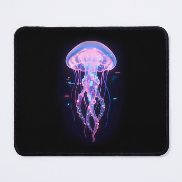 Item preview, Cybernetic Bioluminescent Jellyfish Digital Glitch Art designed and sold by NEOCHRONOS.