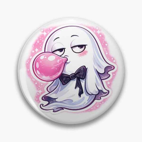 Item preview, Cute Sassy Ghost Bubblegum Sticker – Kawaii Ghost with Eye Roll & Pink Glow “Too Cool to Boo” designed and sold by SparkVault.