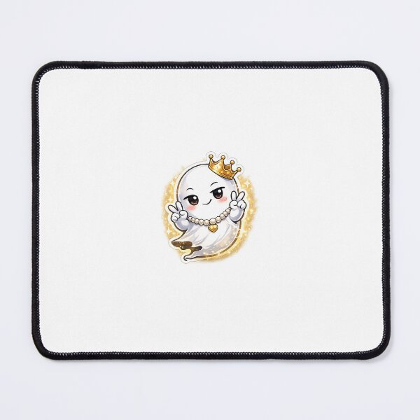 Item preview, Confident Chibi Ghost Sticker – Cute Ghost with Crown, Pearls & Peace Sign | Golden Aesthetic Kawaii Design designed and sold by SparkVault.