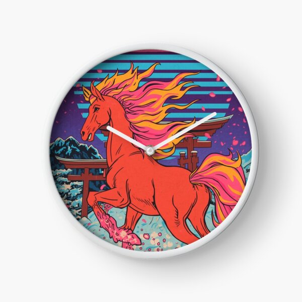 Item preview, Retrowave Ukiyo-e | Neon Fire Horse & Torii Gate Synthwave Art designed and sold by Vandy Fullam.