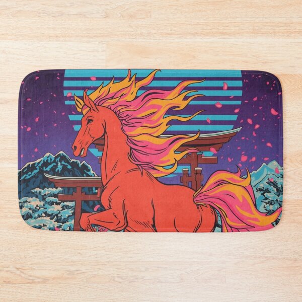 Item preview, Retrowave Ukiyo-e | Neon Fire Horse & Torii Gate Synthwave Art designed and sold by Vandy Fullam.