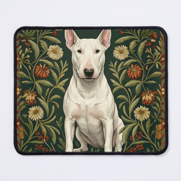Item preview, White Bull Terrier Dog William Morris Style Floral designed and sold by AntiqueImages.