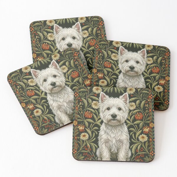 Item preview, Westie Dog William Morris Arts & Crafts Style Floral designed and sold by AntiqueImages.