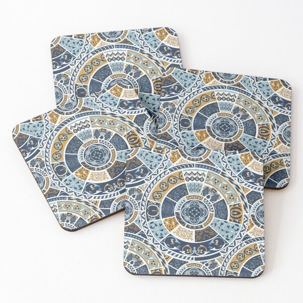Item preview, Blue and Gold Mediterranean Mosaic Tile Pattern designed and sold by cirgitstudio.
