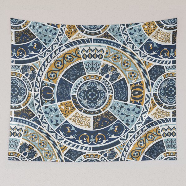 Item preview, Blue and Gold Mediterranean Mosaic Tile Pattern designed and sold by cirgitstudio.