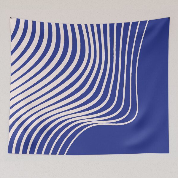 Item preview, Deep Sea – Flowing Abstract Line Pattern in Deep Blue, Calm Minimal Aesthetic designed and sold by Helmina Groper.