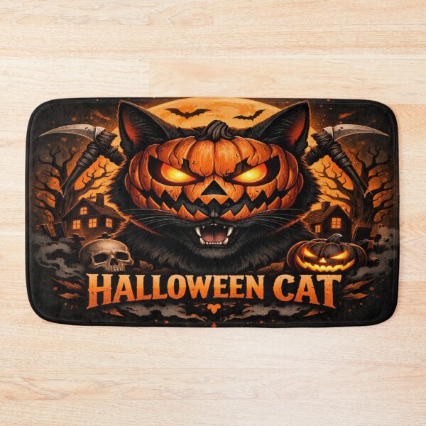 Item preview, Halloween Cat Pumpkin Mask Spooky Black Cat Horror Graphic designed and sold by ArtoryNest.