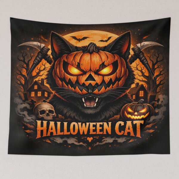 Item preview, Halloween Cat Pumpkin Mask Spooky Black Cat Horror Graphic designed and sold by ArtoryNest.
