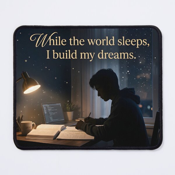Item preview, Midnight Dreamer Study Aesthetic - While The World Sleeps Quote designed and sold by MCV-Designs.