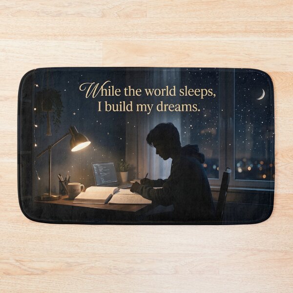Item preview, Midnight Dreamer Study Aesthetic - While The World Sleeps Quote designed and sold by MCV-Designs.