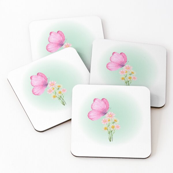 Item preview, Pink Butterfly and Flowers Nature Artwork designed and sold by Cutethings3.