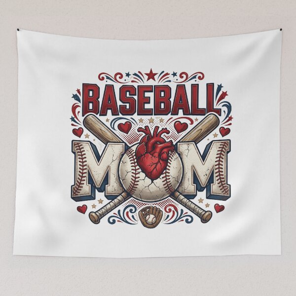 Item preview, Baseball Mom Heart Vintage Aesthetic - Gameday Sports Apparel designed and sold by MyStore2025.