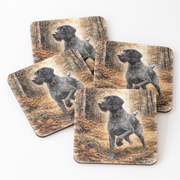 Item preview, German Wirehaired Pointer Hunting Dog – Watercolor Forest Art designed and sold by TammyHunterArt.