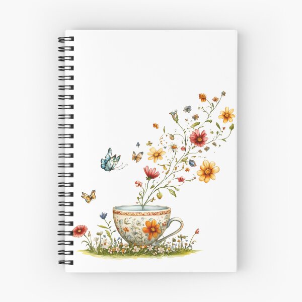 Item preview, Floral Teacup with Butterflies - Whimsical Romantic Floral Art Print designed and sold by DesignArtist.ia.