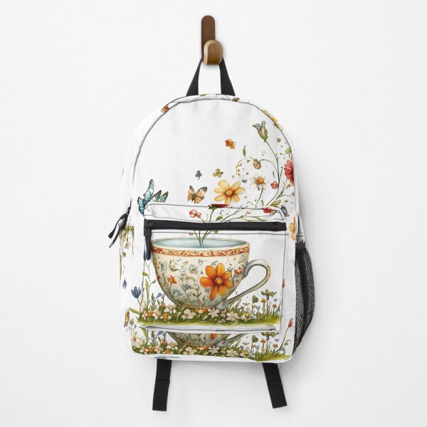Item preview, Floral Teacup with Butterflies - Whimsical Romantic Floral Art Print designed and sold by DesignArtist.ia.