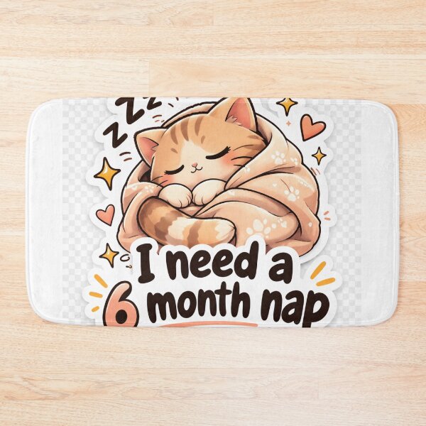 Item preview, Funny Sleeping Cat Sticker | “I Need a 6 Month Nap” Cute Cat Meme | Cozy Lazy Aesthetic. designed and sold by ZenGrowth4.
