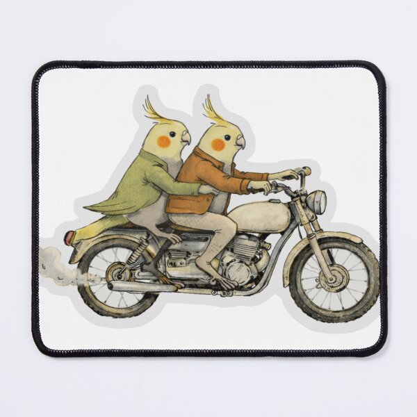 Item preview, Cute Cockatiels Riding Motorcycle Sticker designed and sold by MiteiArt.