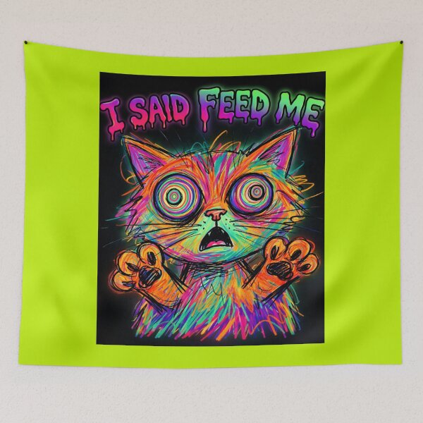 Item preview, Hypnotic Psychedelic Neon Cat  designed and sold by ZunZunArt.