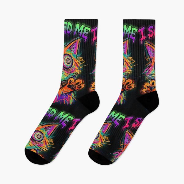 Item preview, Hypnotic Psychedelic Neon Cat  designed and sold by ZunZunArt.