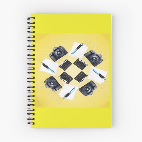 Item preview, Filmmaker & Photographer Creative Pattern – Camera Clapperboard Script Yellow Art Print designed and sold by zohocreations.