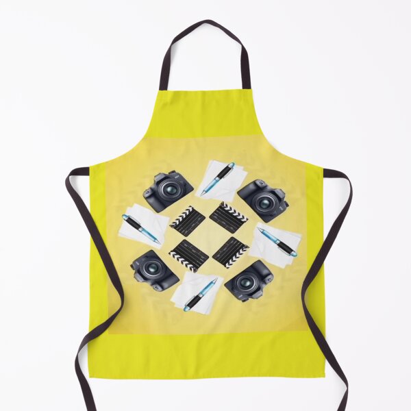 Item preview, Filmmaker & Photographer Creative Pattern – Camera Clapperboard Script Yellow Art Print designed and sold by zohocreations.
