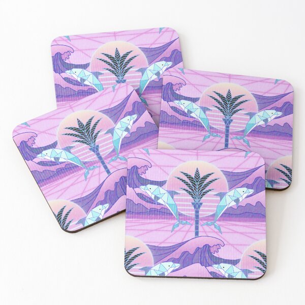 Item preview, Retrowave Seascape Pattern in Pink and Purple Tones with Glitch Overlay designed and sold by Doodle Finch Designs.