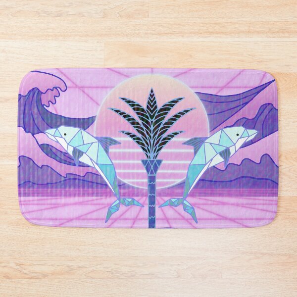Item preview, Retrowave Seascape Pattern in Pink and Purple Tones with Glitch Overlay designed and sold by Doodle Finch Designs.