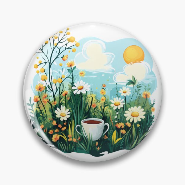 Item preview, Sunny Daisy Meadow with Teacup - Cheerful Spring Floral Art Print designed and sold by DesignArtist.ia.