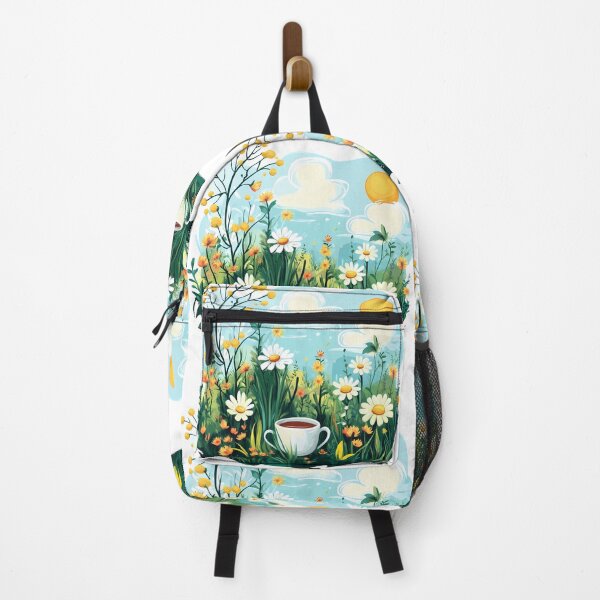 Item preview, Sunny Daisy Meadow with Teacup - Cheerful Spring Floral Art Print designed and sold by DesignArtist.ia.