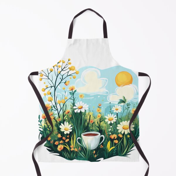 Item preview, Sunny Daisy Meadow with Teacup - Cheerful Spring Floral Art Print designed and sold by DesignArtist.ia.