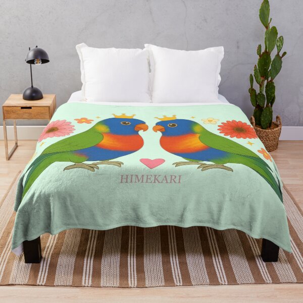 Item preview, Colorful Rainbow Lorikeets with Flowers and Hearts (Simple-Green) designed and sold by HIMEKARI.