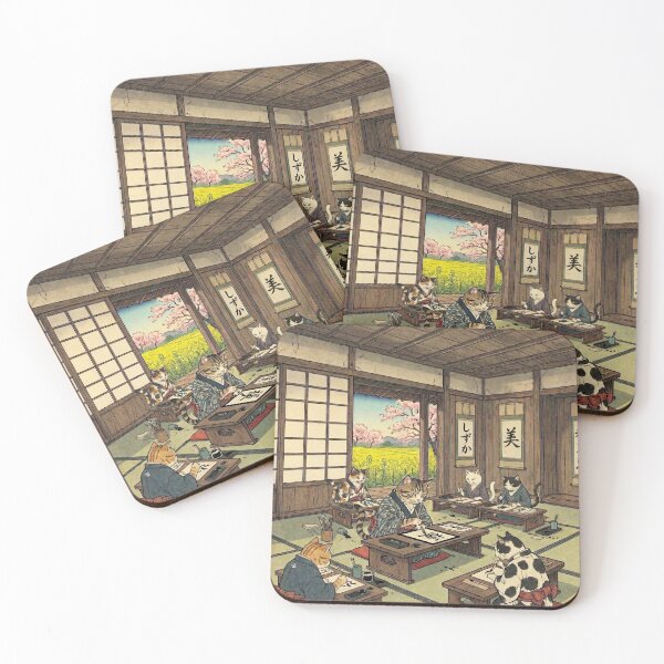 Item preview, Cats Practicing Calligraphy — Shodo Neko no Zu | Japanese Ukiyo-e Cat Art designed and sold by Ukiyo Neko Hyakkei - Cats of the Floating World-.