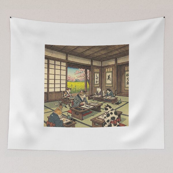 Item preview, Cats Practicing Calligraphy — Shodo Neko no Zu | Japanese Ukiyo-e Cat Art designed and sold by Ukiyo Neko Hyakkei - Cats of the Floating World-.